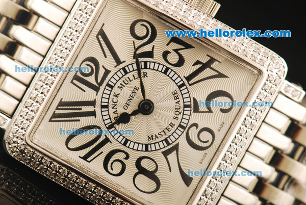 Franck Muller Master Square Swiss Quartz Movement Full Steel with Silver Dial and Diamond Bezel - Click Image to Close
